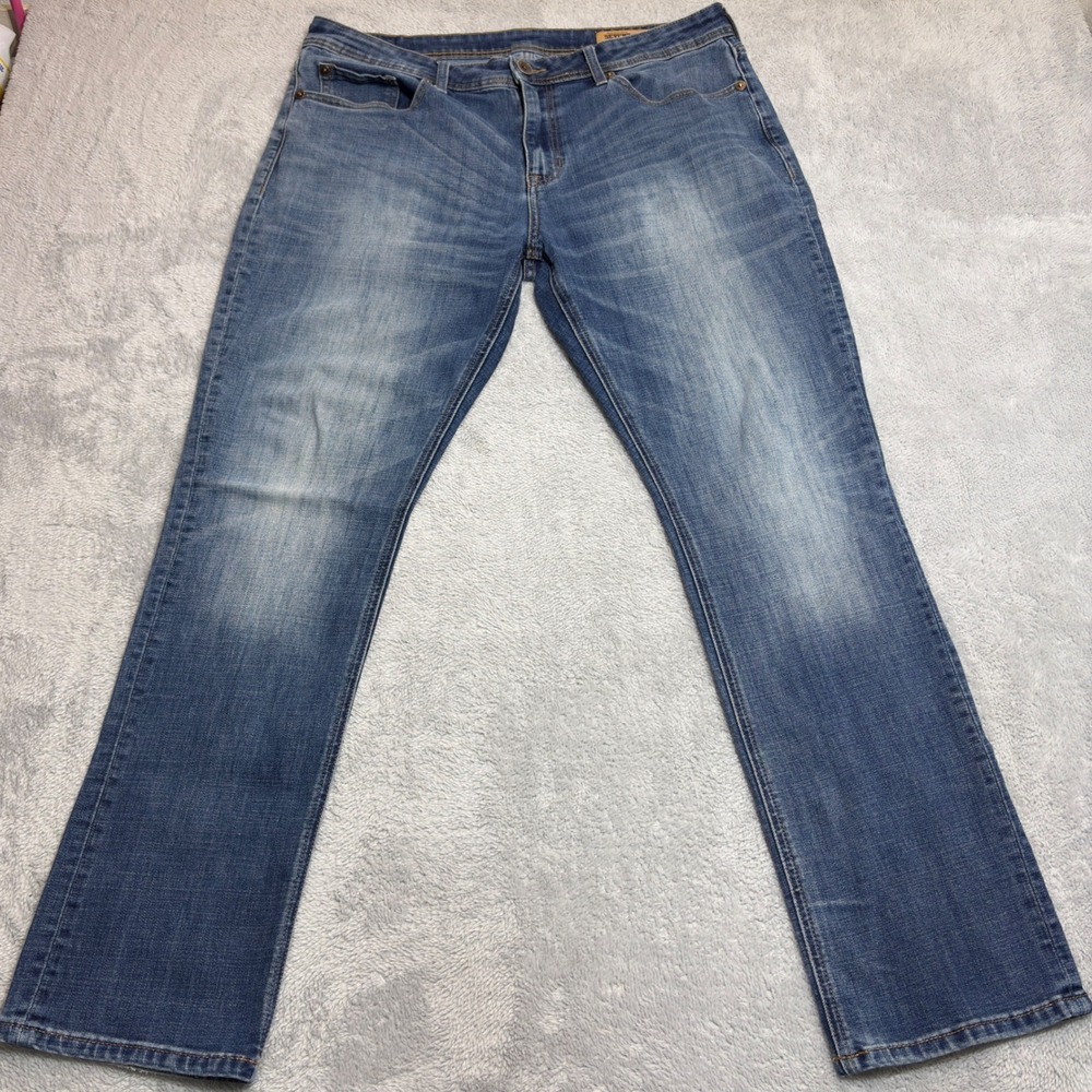 Seven7 Slim Straight Jeans Mens 36x32 Blue Medium Wash Premium Denim Co. Casual